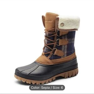 SHEIN Plaid and Leather Winter Boots size six